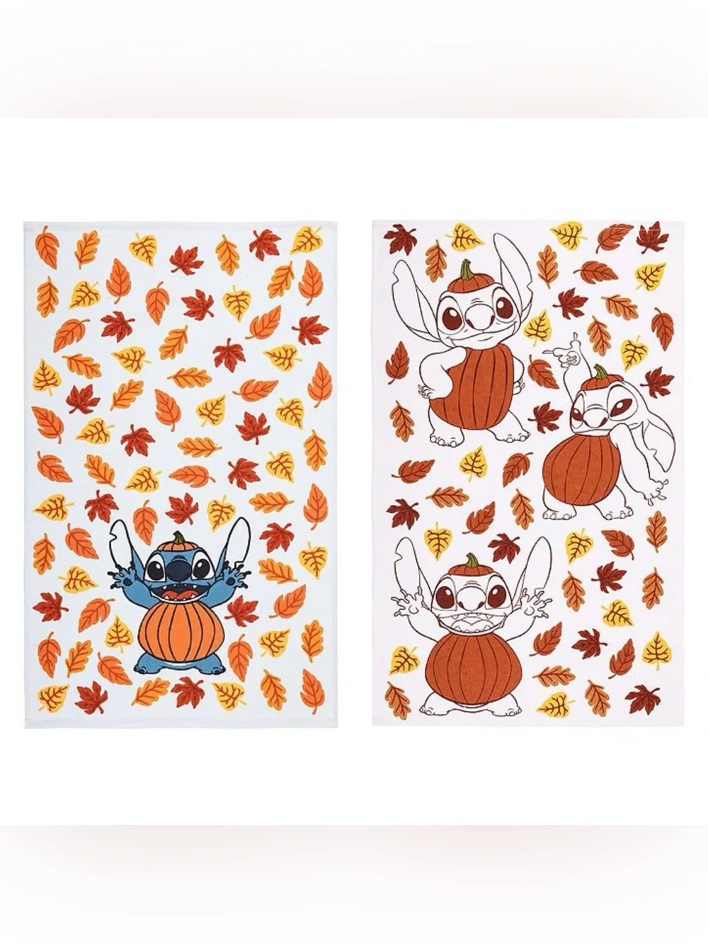 NEW Disney Stitch Fall Halloween Kitchen Towels 100% Cotton 2 Pack